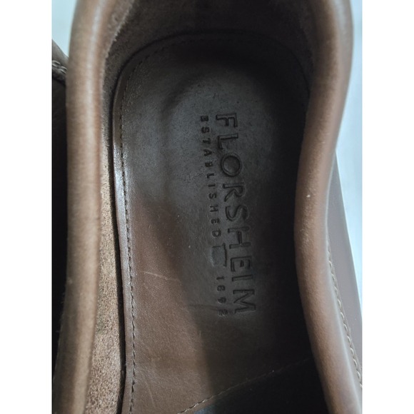 Florsheim Men's Penny Loafers Brown Leather Driving Racing Shoes Size 12 - Picture 3 of 7